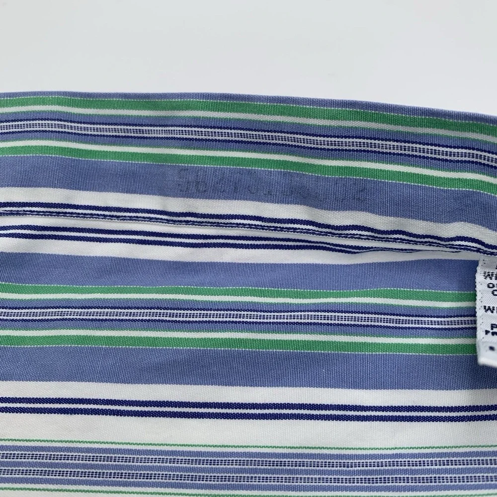 Polo Ralph Lauren Men's Blue Green Striped Long Sleeve Button Up Shirt Pony XL